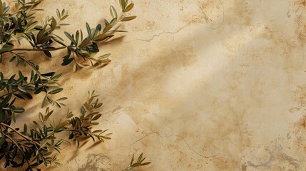 Sticker - Olive branches on a beige wall