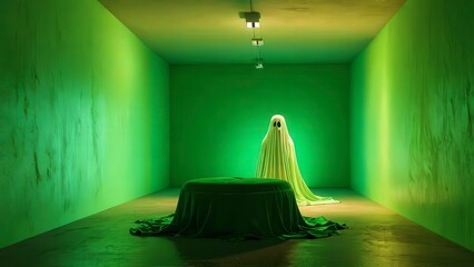 Poster - Green Room with Ghost and Covered Table.