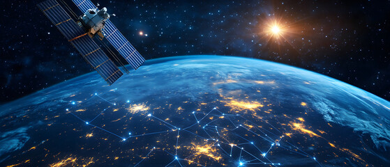 Fototapete - Securing Geospatial Data from the Cosmos. Advanced Space Security with Earth-Orbiting Satellites design