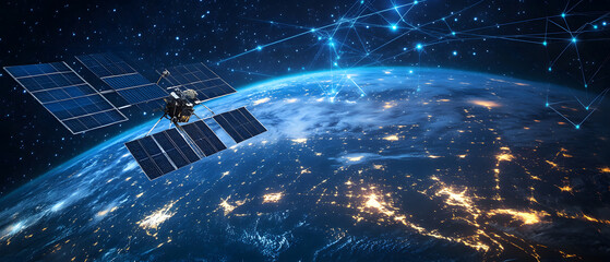 Fototapete - Securing Geospatial Data from the Cosmos. Advanced Space Security with Earth-Orbiting Satellites design