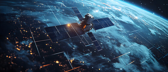 Fototapete - Securing Geospatial Data from the Cosmos. Advanced Space Security with Earth-Orbiting Satellites design