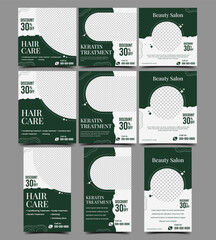 Wall Mural - Salon treatment promotion social media post template. Usable for square feed, horizontal feed, and story post.