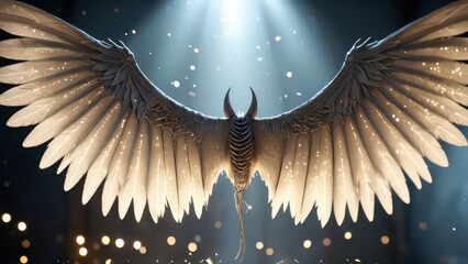 Poster - Angelic Wings with Bokeh Lights.