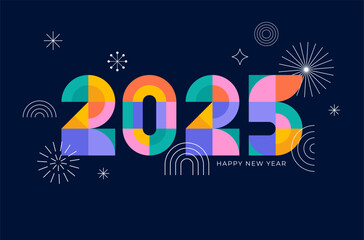 Wall Mural - Happy New Year 2025. Geometrical modern style design, concept illustration, banner, poster and background