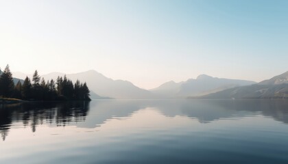 Canvas Print - Mountain Lake at Dawn.