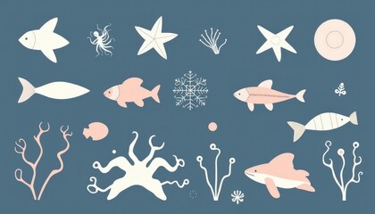 Sticker - Underwater Sea Life Illustrations.