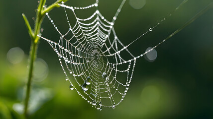 spider web with dew