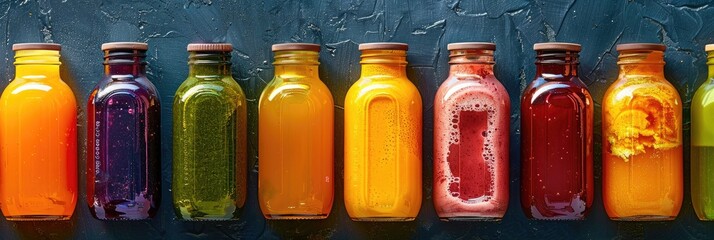 Wall Mural - A Lineup of Vibrant Juices