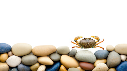 crab and beach stones, isolated transparent png background