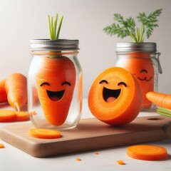 Wall Mural - Whimsical carrot characters add playful charm to your design. Perfect for food, health, or children's branding projects.