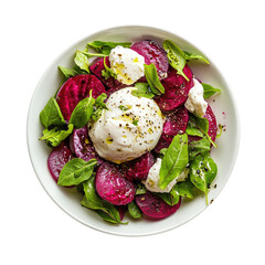 Wall Mural - Beet and Burrata Salad Isolated on a Transparent Background