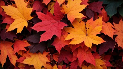 Wall Mural - Dazzling autumn leaves creating a rich tapestry with reds, oranges, and yellows 