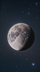 Wall Mural - detailed waxing gibbous moon in the starry night sky