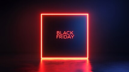 Black Friday text in glowing red neon light frame