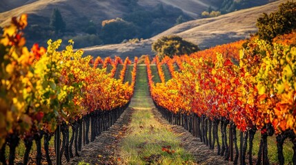 Sticker - Autumnal Vineyard Rows in California