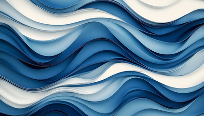 Wall Mural - Blue and grey curved waves pattern illustration in contrast