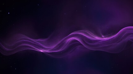 Wall Mural - a flowing purple wave with glistening particles on a dark cosmic backdrop