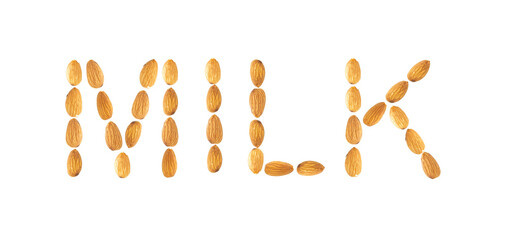 almond milk word by almonds letter