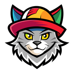 Canvas Print - Colorful Cat Head Mascot Logo: Creative and Modern Graphics Element