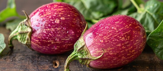 Poster - Fresh Purple Eggplant with Dew Drops