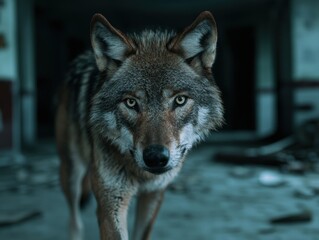 Canvas Print - Intense gaze of a majestic wolf