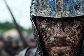 Wall Mural - close-up portrait of a rugged man in military uniform