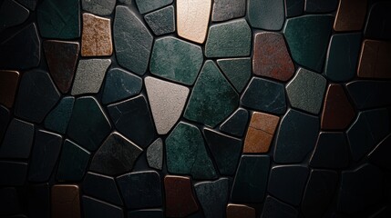 Sticker - abstract mosaic pattern of dark green and brown stones