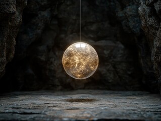 Poster - Glowing orb suspended in dark cave