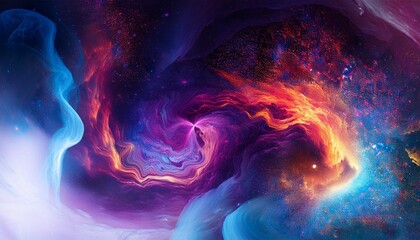 Poster - creative abstract galaxy background and dynamic ink texture