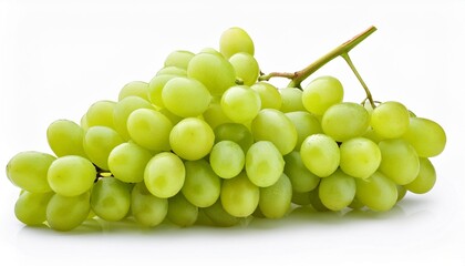 Poster - fresh bunch of green grapes isolated on white background