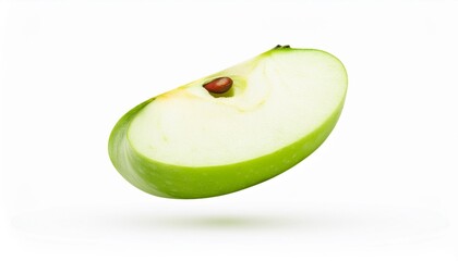 Wall Mural - slice ripe green apple falling mockup cutout