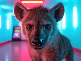 Poster - close-up portrait of a curious wolf