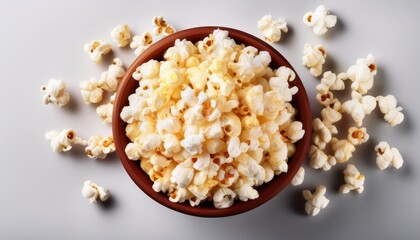 Wall Mural - overhead view of bowl of popcorn