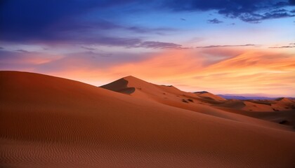 Wall Mural - desert landscape with vast sand dunes at twilight endless dunes glowing under the twilight sky