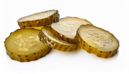 Poster - sliced pickled cucumbers isolated on white