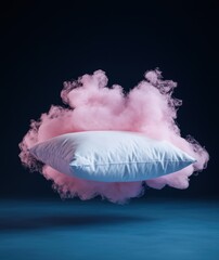 Poster - Surreal cloud pillow on dark background