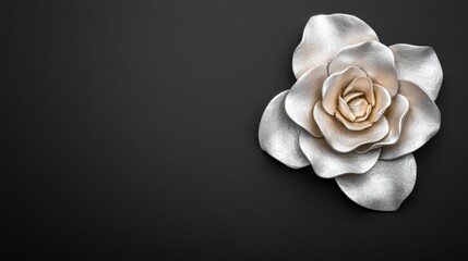 Canvas Print - elegant white rose on black background