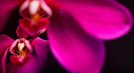 Wall Mural - Time lapse of opening a bud of a crimson orchid on a black background beautiful flower close up macro photography 4k animation