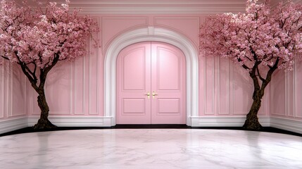 Elegant pink floral archway entrance