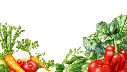 Illustration of a raw vegetable background on a white backdrop