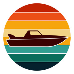 Wall Mural - Retro Speed Boat Silhouette Graphic for Vintage T-Shirt Design