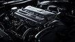 © Mikki Orso - Monochrome car engine banner on dark background, high detail stock photo in hyper realistic style