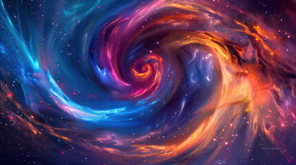 Wall Mural - An abstract swirl of vibrant colors, dynamic flow, glowing highlights, and soft shadows