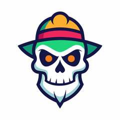 Wall Mural - Colorful Skull Head Mascot Logo with Hat: Modern & Vintage Designs