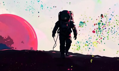 Wall Mural - Astronaut on a Distant Planet