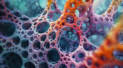Poster - Life-like biomorphic abstract background, organic shapes, cellular, morphing, biological, amoeboid patterns