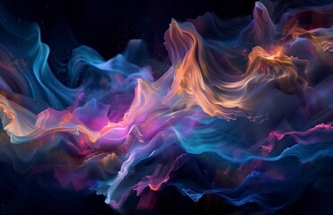 graphic illustration with blur gradients and soft shapes displayed on black background