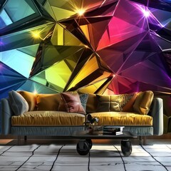 Sticker - geometric 3d triangles pattern wall