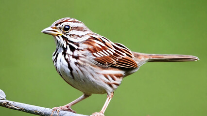 A close up of a song sparrow, widescreen 16:9, 300 dpi, with space for text