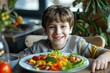 © Vorda Berge - Young boy smiling while enjoying a home cooked meal
